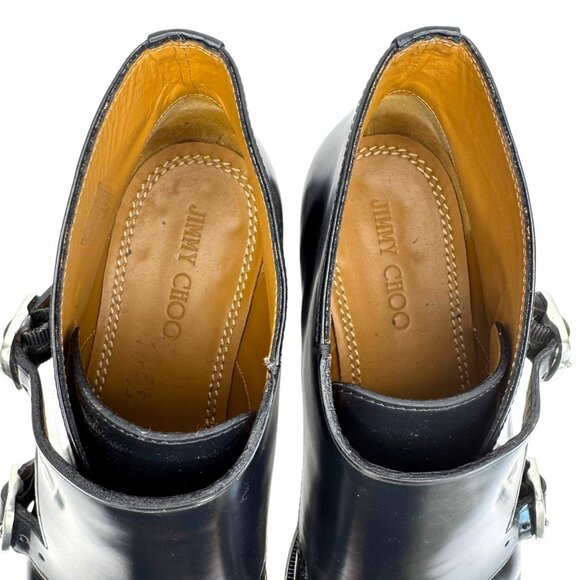JIMMY CHOO Men Black Double Monk Strap Shiny Leather Chukka Boots Size US 12 main image 5